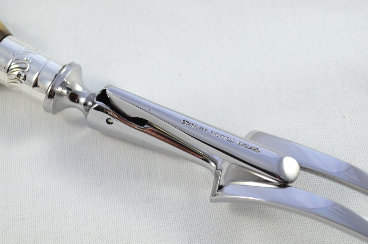 Handmade Sheffield Silver Plated Punch Capped & Ferruled Stag Handled Carving Set 2024 - Image 7