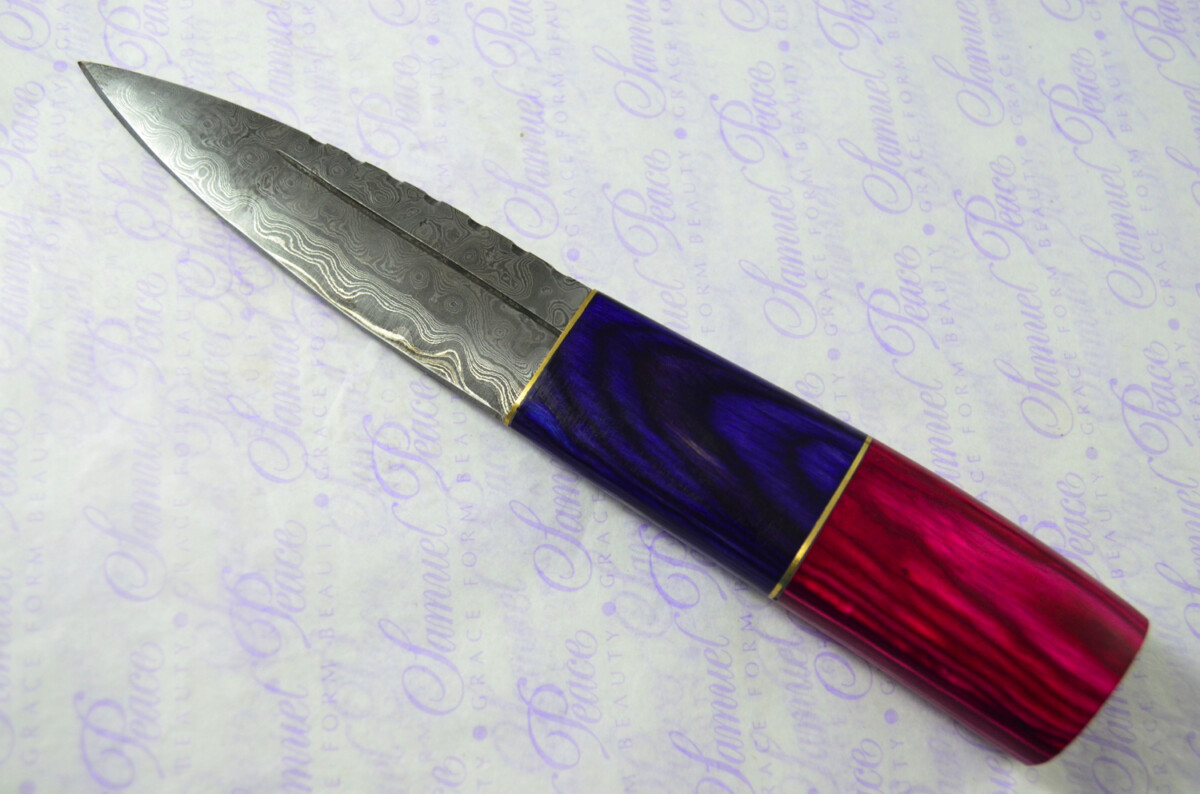 New Fantastic Coloured Pakkawood Sgian Dubh Damascus Steel Superior Sheath inc Presentation Box - Image 3