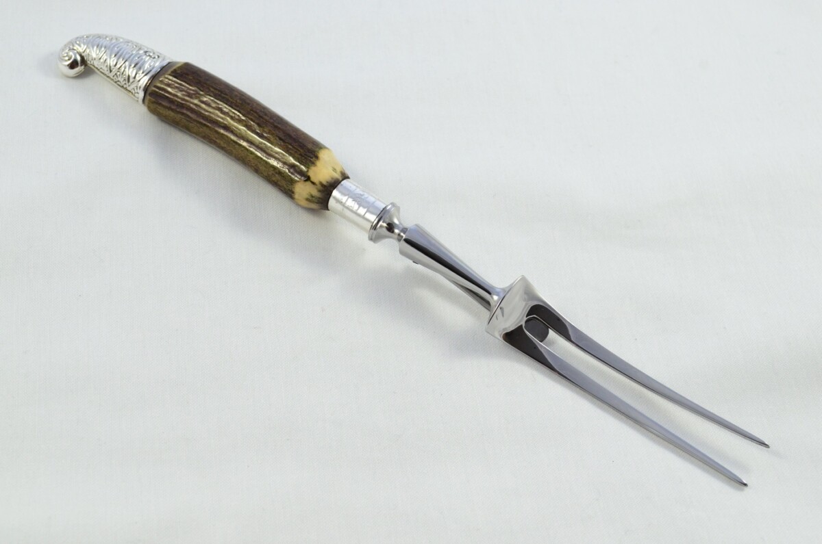 Handmade Sheffield Silver Plated Punch Capped & Ferruled Stag Handled Carving Set 2024 - Image 8