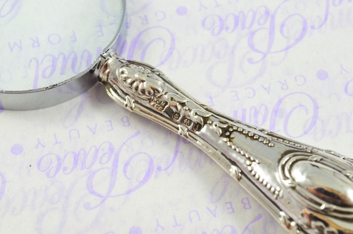 Banister Pattern Sterling Silver Magnifying Glass Birmingham 1908 - Image 5