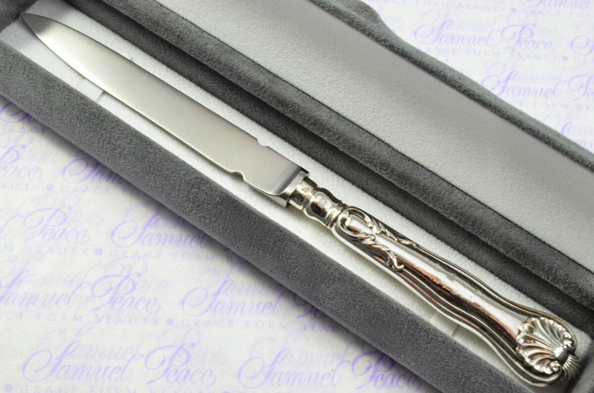 Atkin & Oxley Sheffield Sterling Silver Handled Letter Opener Kings Husk Pattern 1833 Cased - Image 2