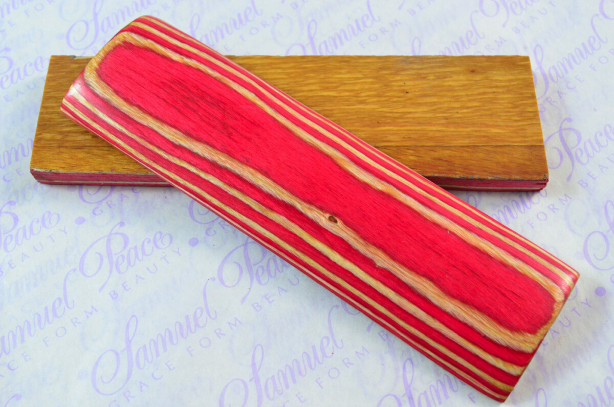 Pair of Red & Natural Birch Laminated Wood Knife Scales Knife Making Parts Wood Blanks