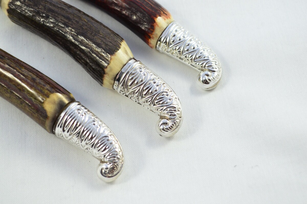 Handmade Sheffield Silver Plated Punch Capped & Ferruled Stag Handled Carving Set 2024 - Image 3