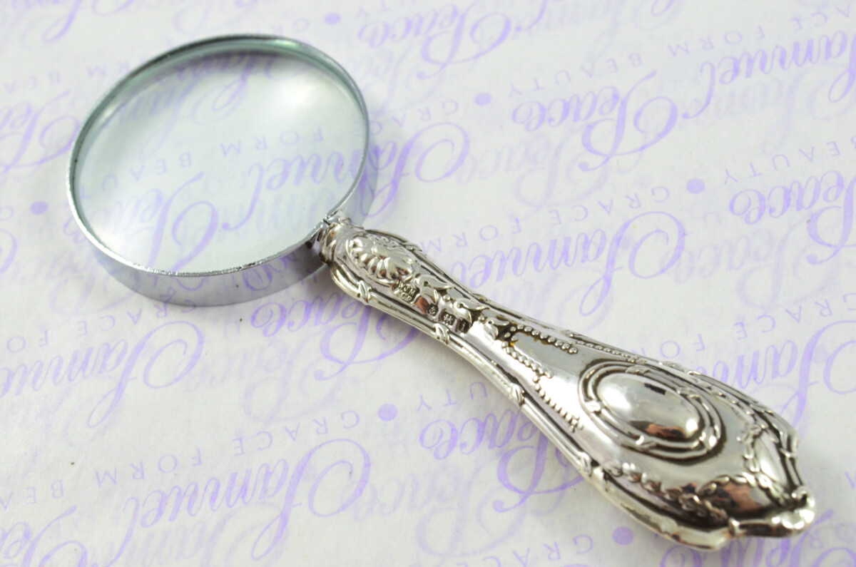 Banister Pattern Sterling Silver Magnifying Glass Birmingham 1908 - Image 8