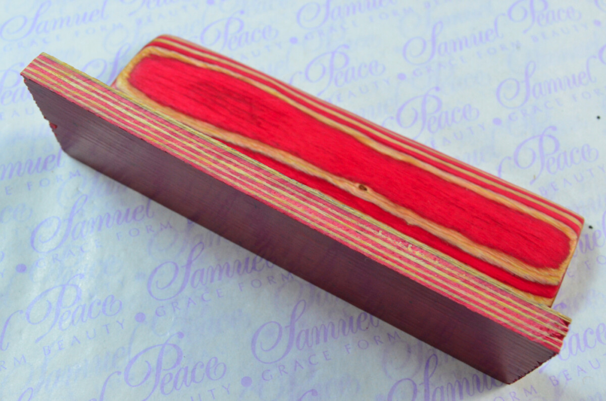 Pair of Red & Natural Birch Laminated Wood Knife Scales Knife Making Parts Wood Blanks - Image 4