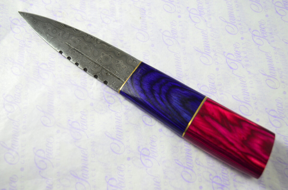 New Fantastic Coloured Pakkawood Sgian Dubh Damascus Steel Superior Sheath inc Presentation Box - Image 7