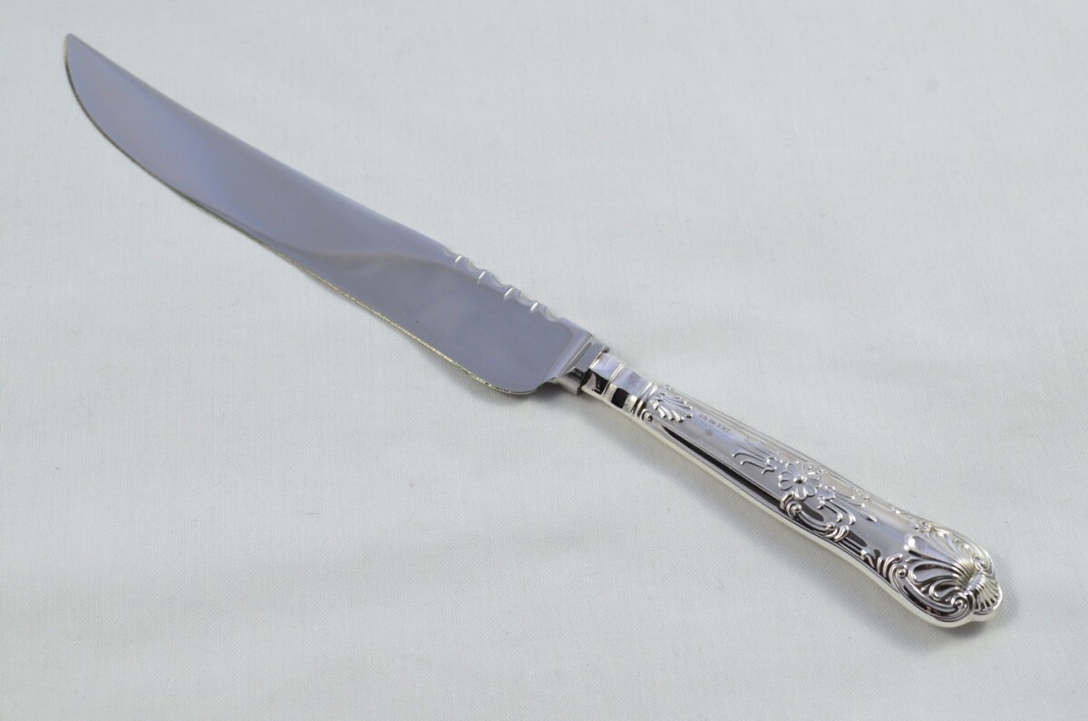 MILLENIUM MARK Sheffield Beatson Drake Sterling Silver Handled 3 Piece Carving Set Queens Pattern 2000 - Image 4