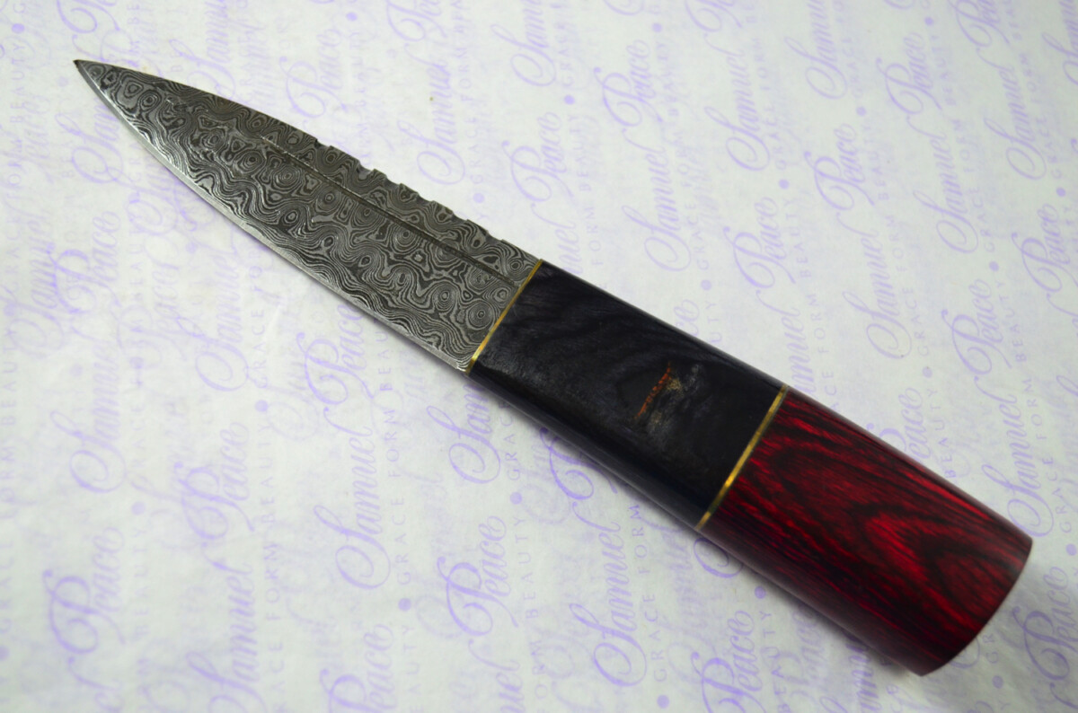 New Fantastic Coloured Pakkawood Sgian Dubh Damascus Steel Superior Sheath inc Presentation Box - Image 3