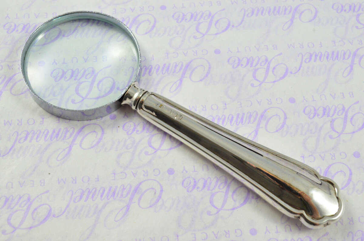 Atkin Bros Crescent Pattern Sterling Silver Magnifying Glass Sheffield 1933 - Image 3