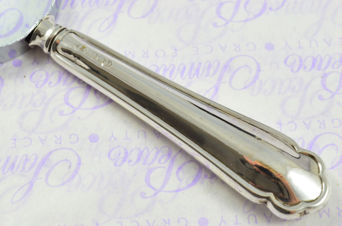 Atkin Bros Crescent Pattern Sterling Silver Magnifying Glass Sheffield 1933 - Image 4