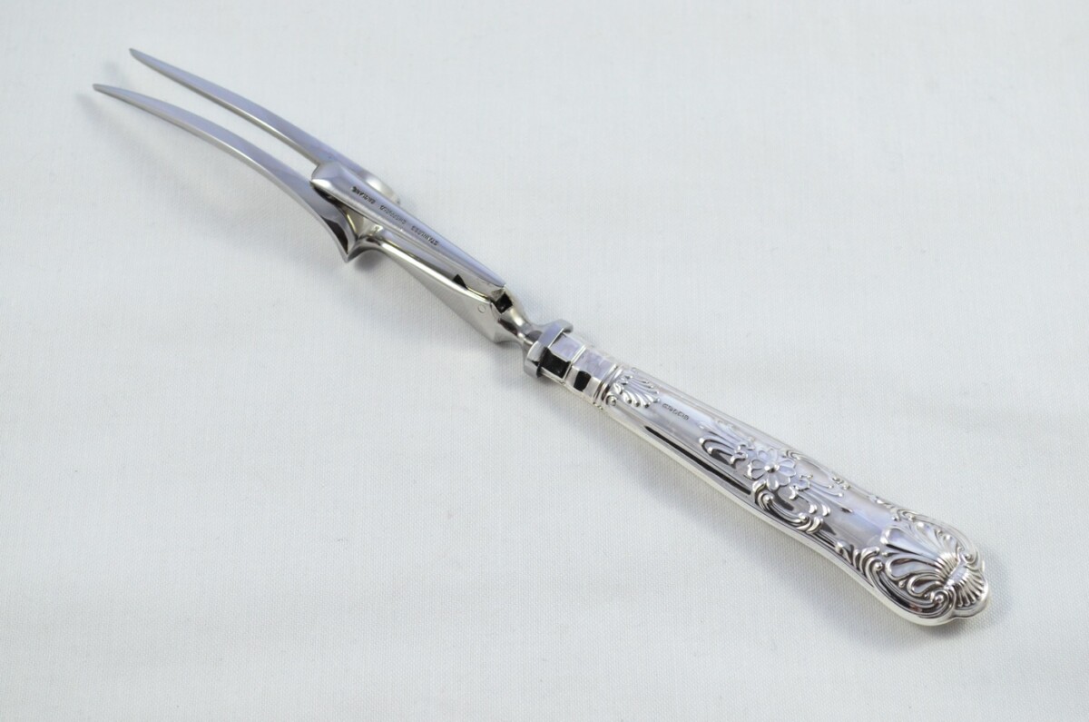 MILLENIUM MARK Sheffield Beatson Drake Sterling Silver Handled 3 Piece Carving Set Queens Pattern 2000 - Image 7