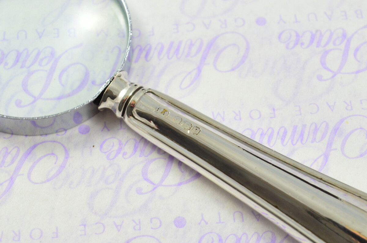 Atkin Bros Crescent Pattern Sterling Silver Magnifying Glass Sheffield 1933 - Image 5
