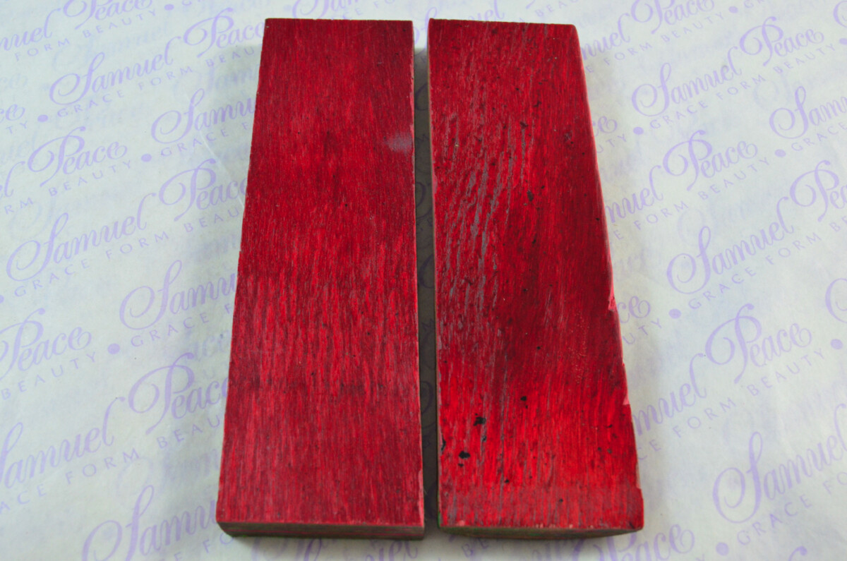Pair of Cherry Red & Lime Green Laminated Wood Knife Scales Knife Making Parts Wood Blanks - Image 2