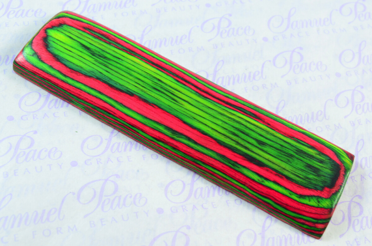 Pair of Cherry Red & Lime Green Laminated Wood Knife Scales Knife Making Parts Wood Blanks - Image 3