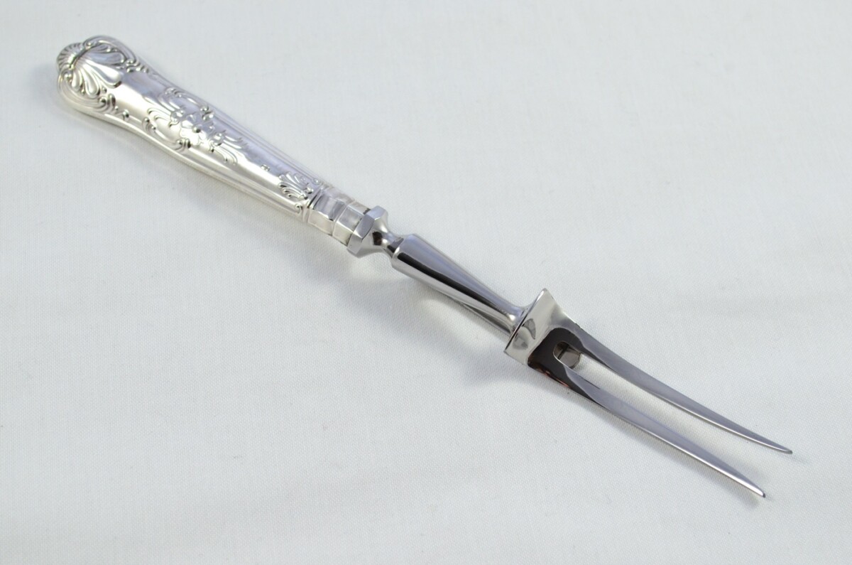 MILLENIUM MARK Sheffield Beatson Drake Sterling Silver Handled 3 Piece Carving Set Queens Pattern 2000 - Image 8