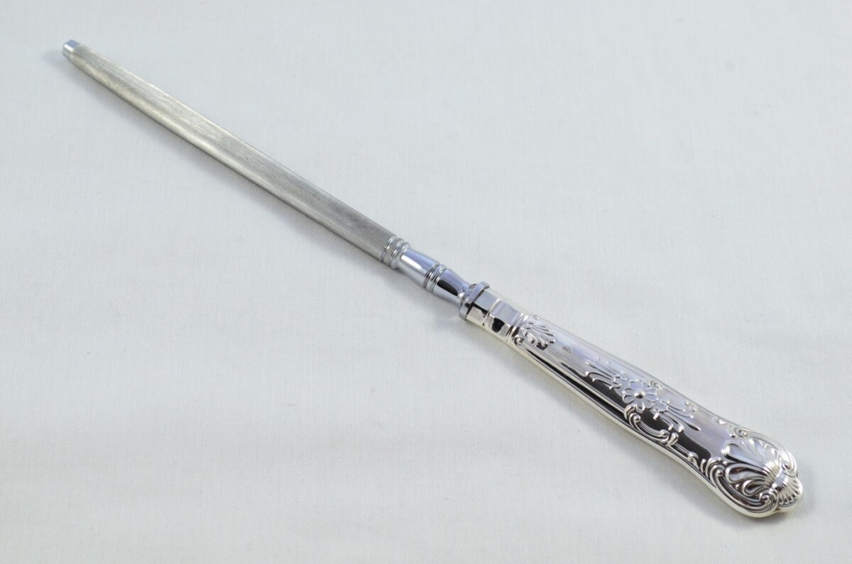 MILLENIUM MARK Sheffield Beatson Drake Sterling Silver Handled 3 Piece Carving Set Queens Pattern 2000 - Image 10