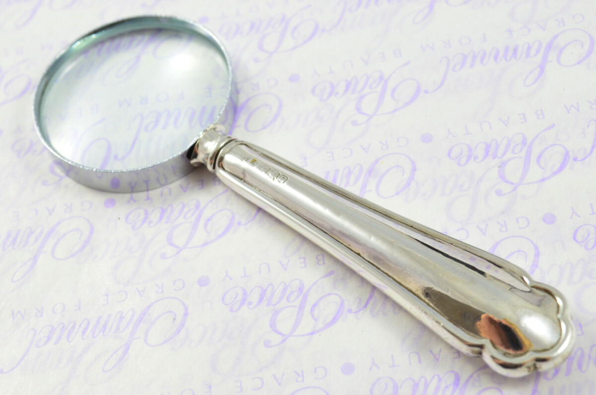 Atkin Bros Crescent Pattern Sterling Silver Magnifying Glass Sheffield 1933 - Image 8
