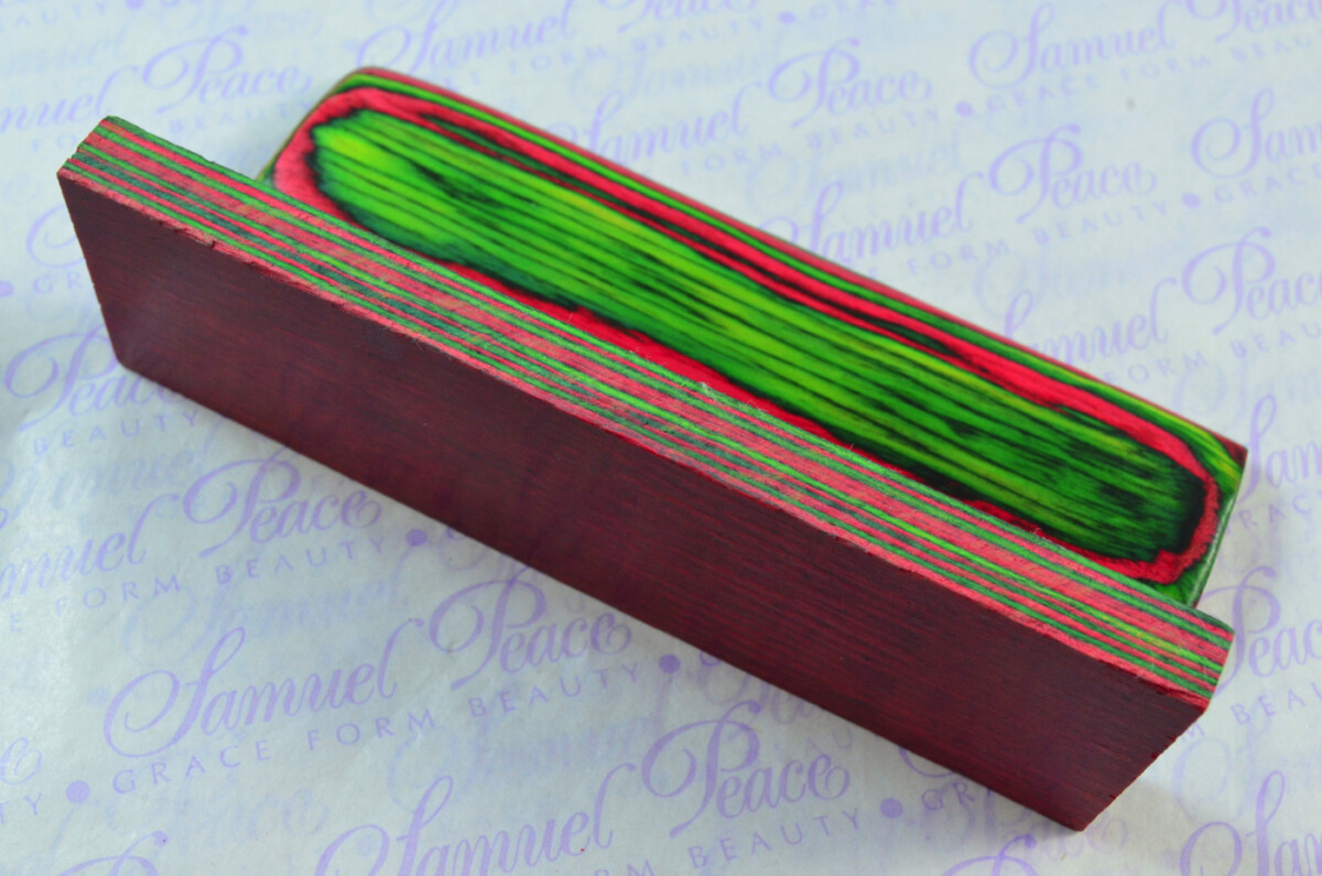 Pair of Cherry Red & Lime Green Laminated Wood Knife Scales Knife Making Parts Wood Blanks - Image 4