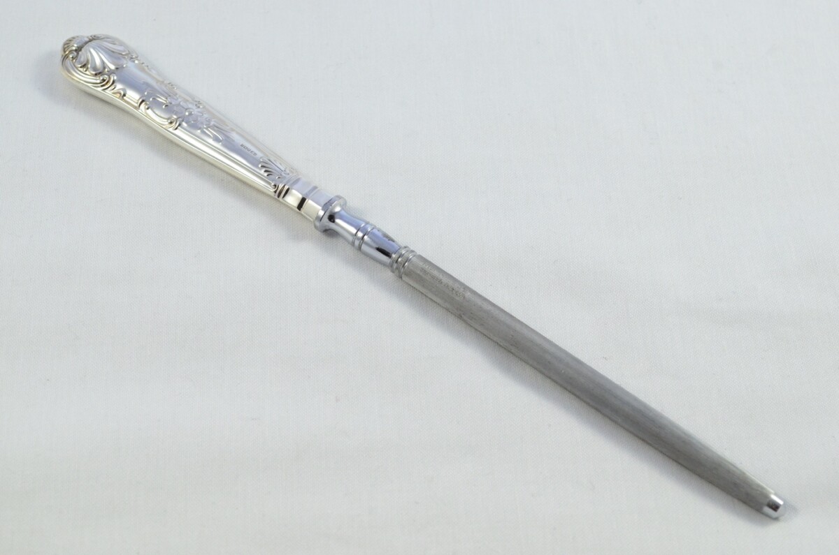 MILLENIUM MARK Sheffield Beatson Drake Sterling Silver Handled 3 Piece Carving Set Queens Pattern 2000 - Image 11