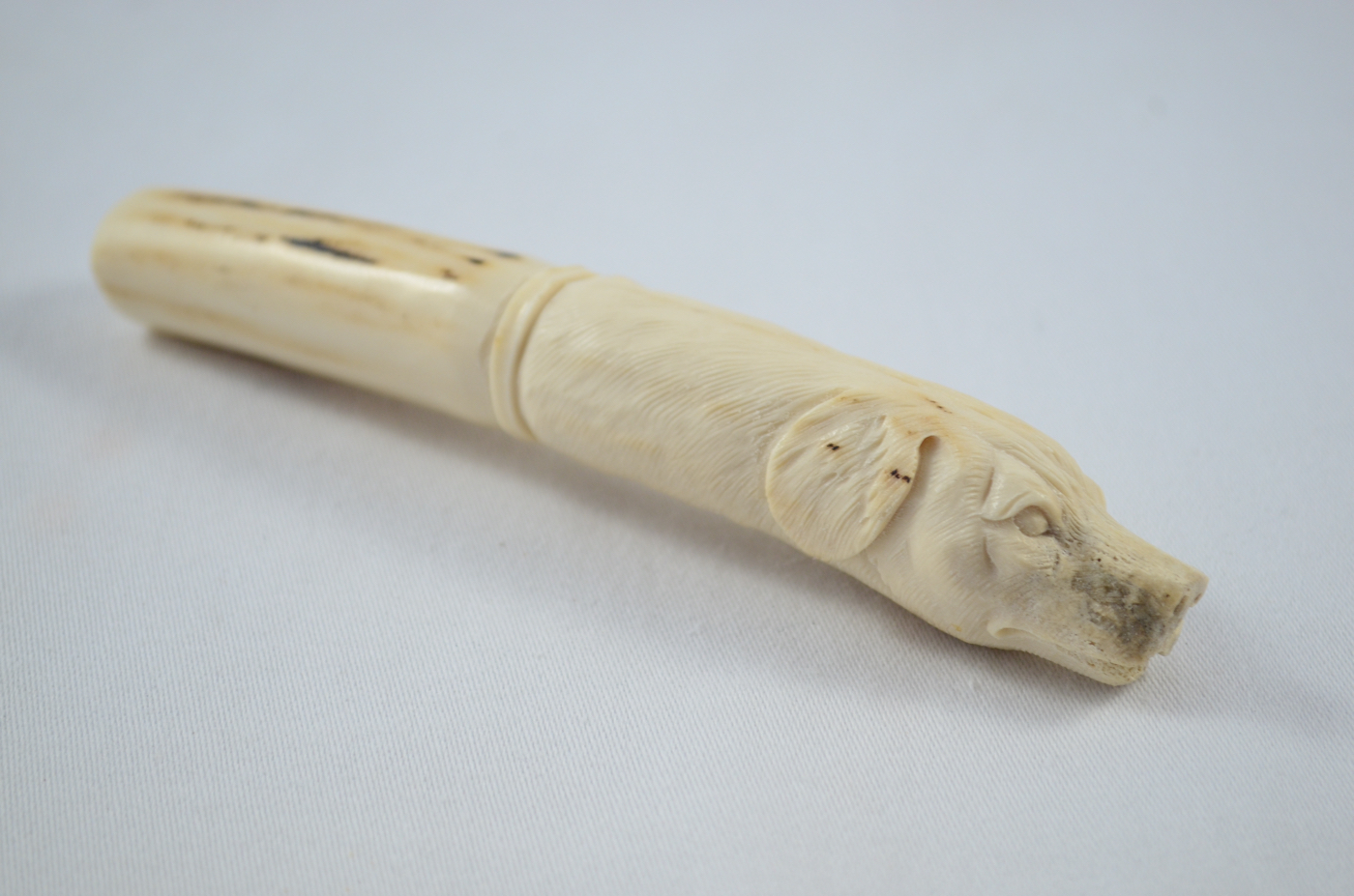 Dog Carved Walking Stick Cane Top Handle Stag Antler Horn Made Sheffield England