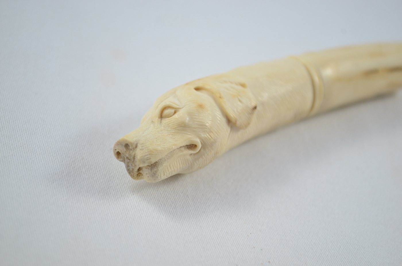 Dog Carved Walking Stick Cane Top Handle Stag Antler Horn Made Sheffield England - Image 4