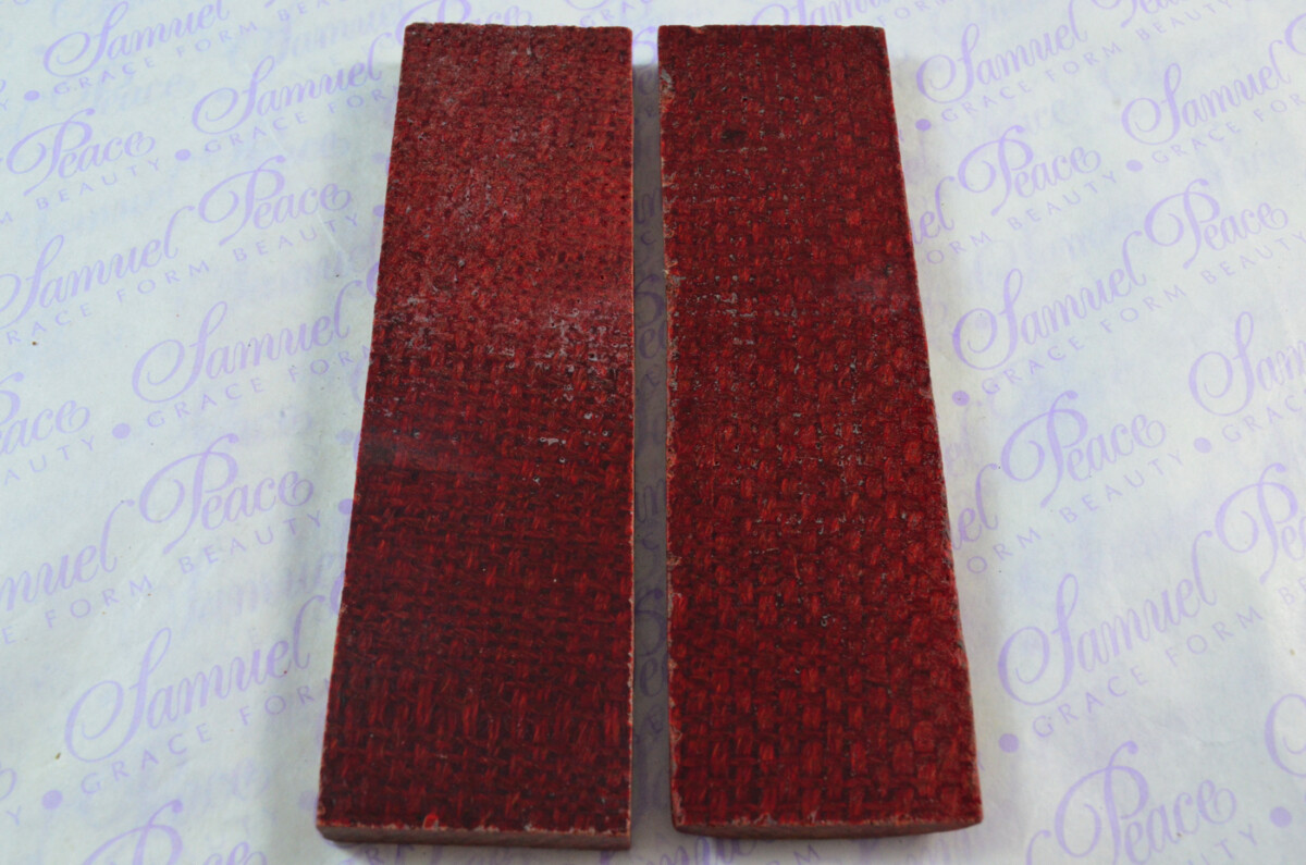 Pair of Burned Red Burlap Canvas Micarta Knife Scales Knife Making Parts Micarta Blanks - Image 2