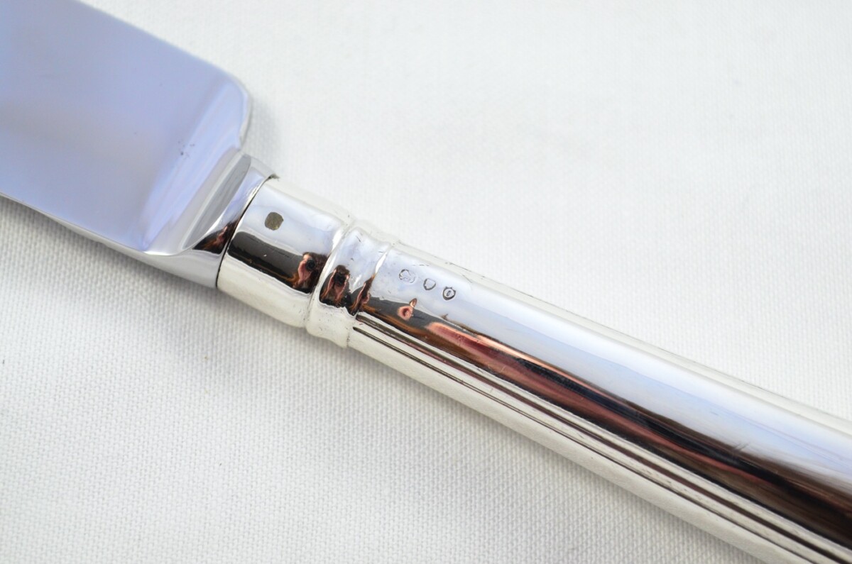 Francis Higgins II RARE London Cased Sterling Silver Handled 2 Piece Carving Set Pistol Pattern 1889 - Image 6
