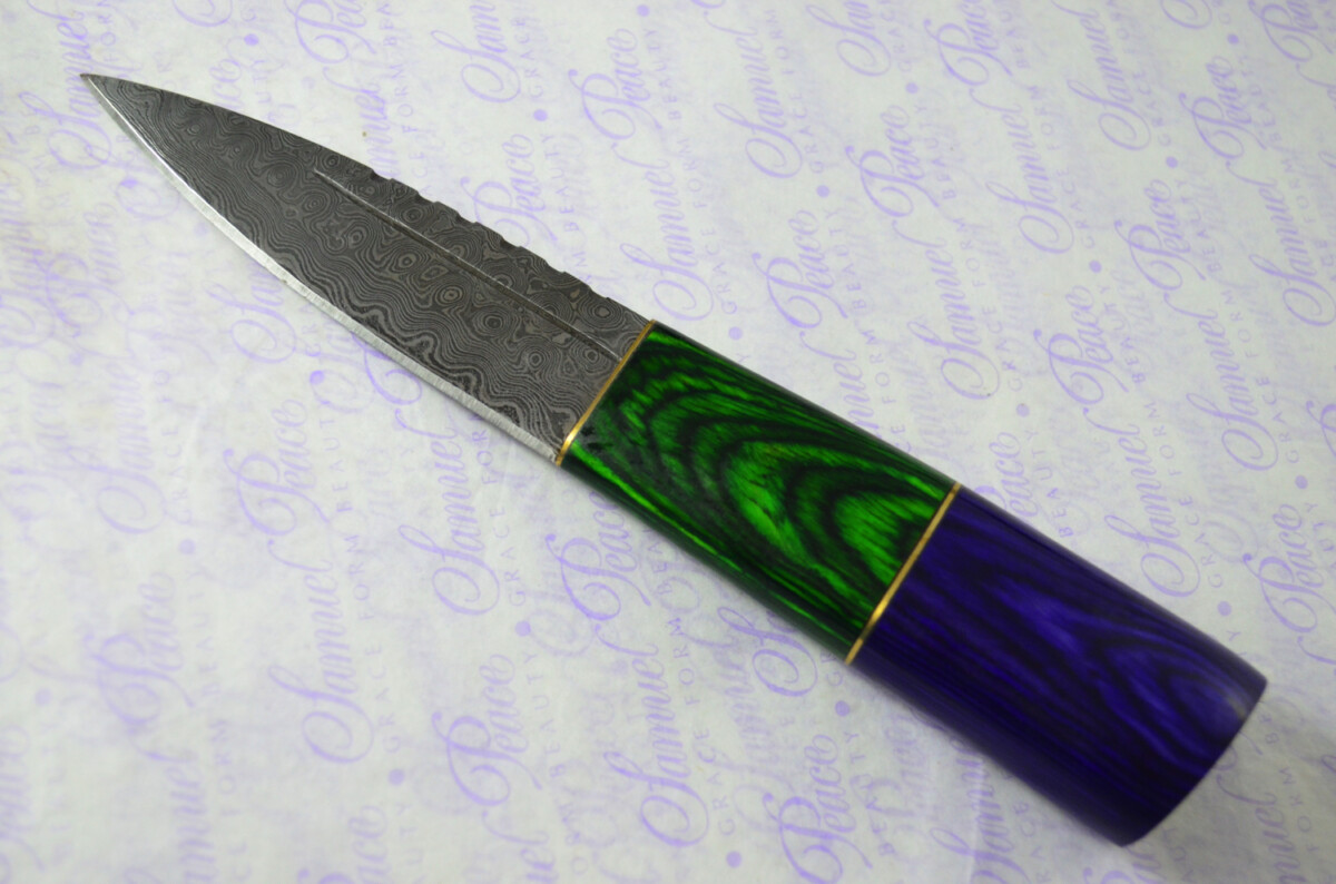 New Fantastic Coloured Pakkawood Sgian Dubh Damascus Steel Superior Sheath inc Presentation Box - Image 3