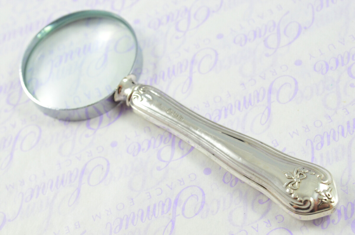 Atkin Bros Floral Bell Pattern Sterling Silver Magnifying Glass Sheffield 1950 - Image 8