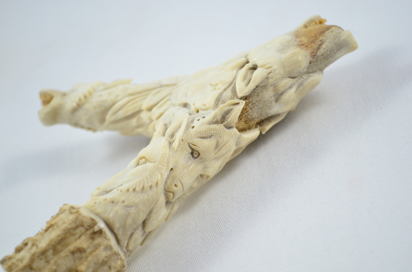 Wolves Carved Walking Stick Cane Top Handle Stag Antler Horn Made Sheffield England - Image 4