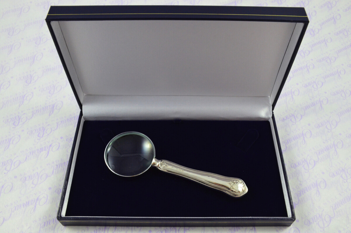 Atkin Bros Floral Bell Pattern Sterling Silver Magnifying Glass Sheffield 1950 - Image 9