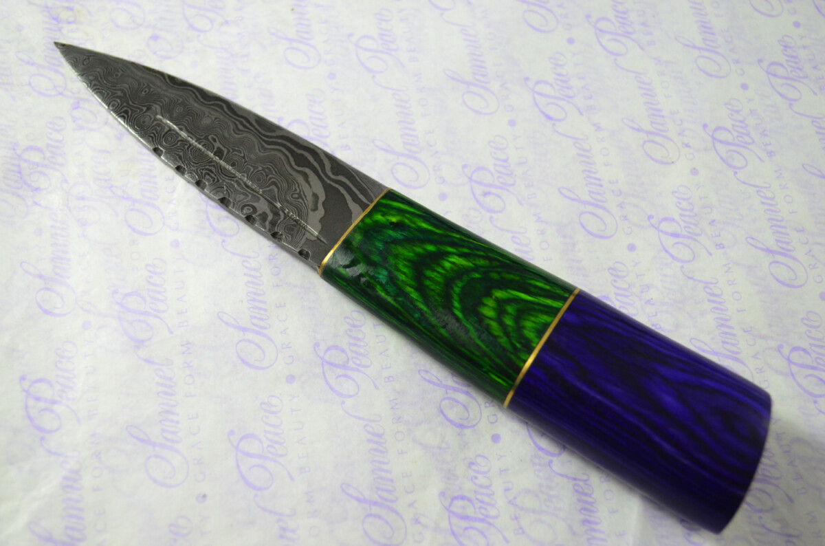 New Fantastic Coloured Pakkawood Sgian Dubh Damascus Steel Superior Sheath inc Presentation Box - Image 7