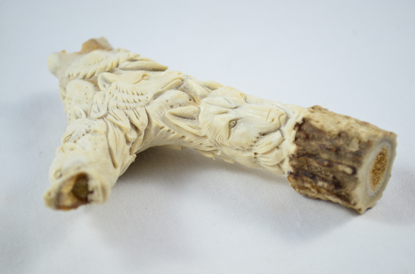 Wolves Carved Walking Stick Cane Top Handle Stag Antler Horn Made Sheffield England - Image 5