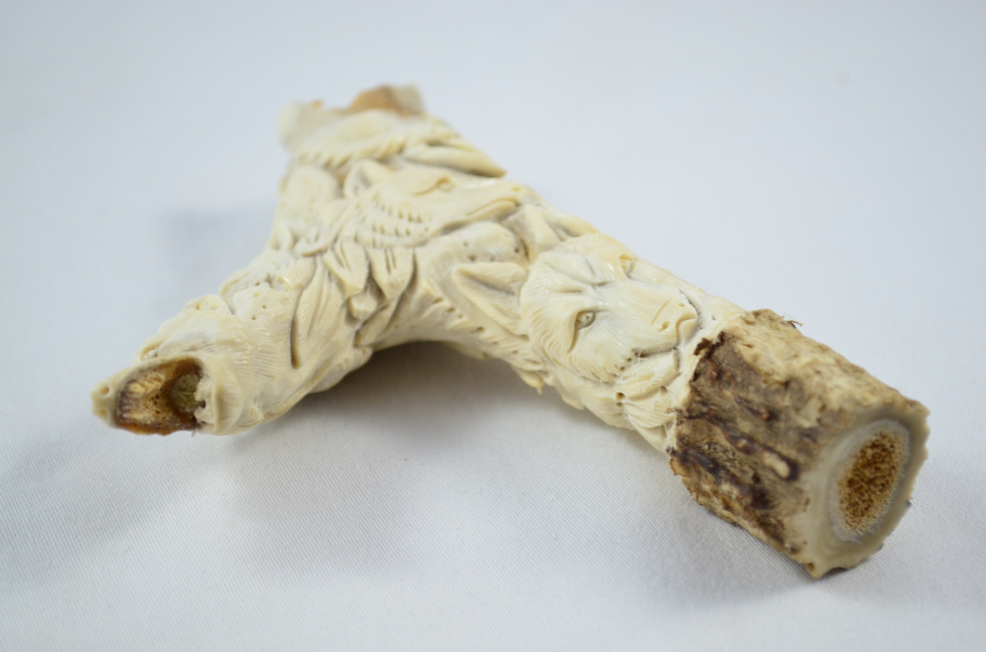 Wolves Carved Walking Stick Cane Top Handle Stag Antler Horn Made Sheffield England - Image 6