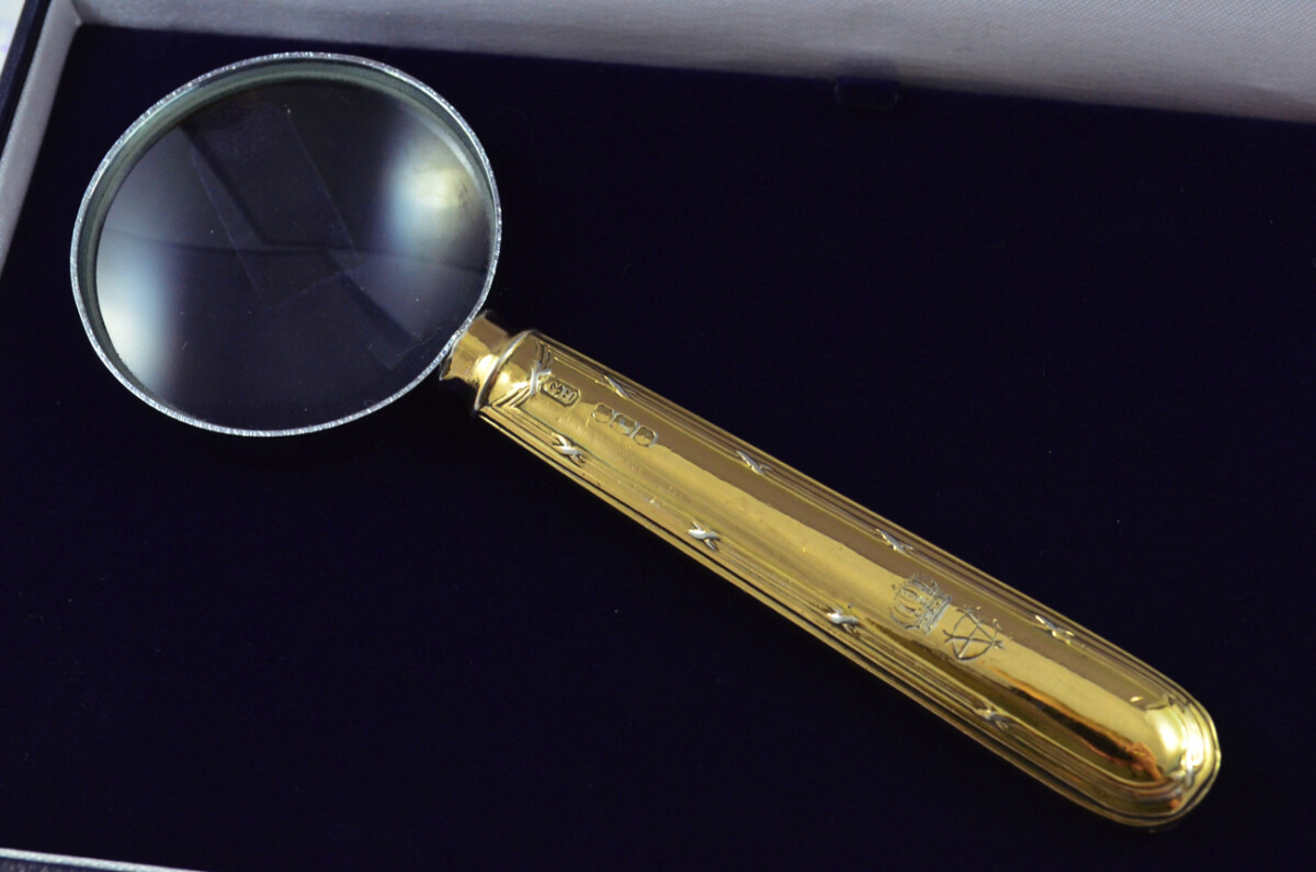 Harrison Bros Ribbon Pattern Sterling Silver Magnifying Glass Sheffield 1921 - Image 2