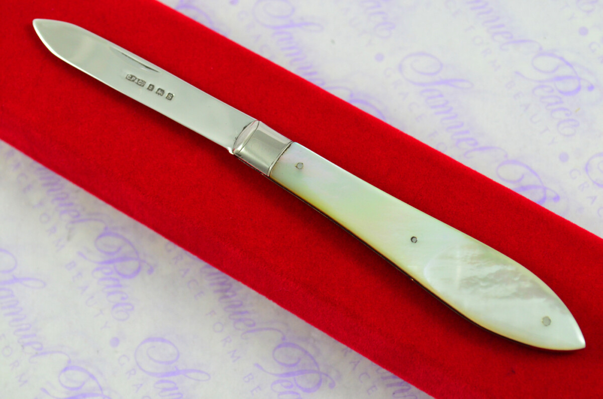 Pristine Silver Bladed Mother Of Pearl Fully Restored Birmingham Made Pen/Pocket Knife 1917