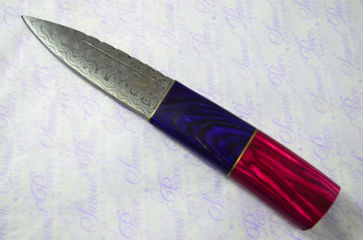 New Fantastic Coloured Pakkawood Sgian Dubh Damascus Steel Superior Sheath inc Presentation Box - Image 3