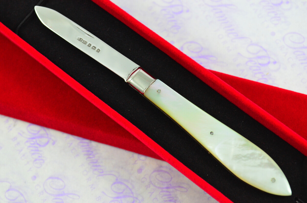 Pristine Silver Bladed Mother Of Pearl Fully Restored Birmingham Made Pen/Pocket Knife 1917 - Image 2