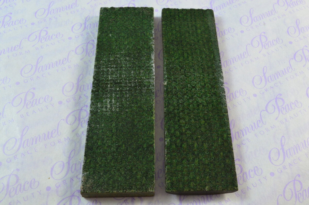 Pair of Green & Brown Burlap Canvas Micarta Knife Scales Knife Making Parts Micarta Blanks - Image 2