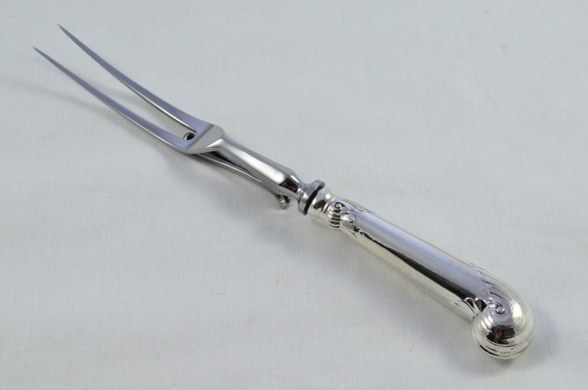Sheffield George Howson Sterling Silver Handled 3 Piece Carving Set Fancy Pistol Pattern 1908 - Image 7