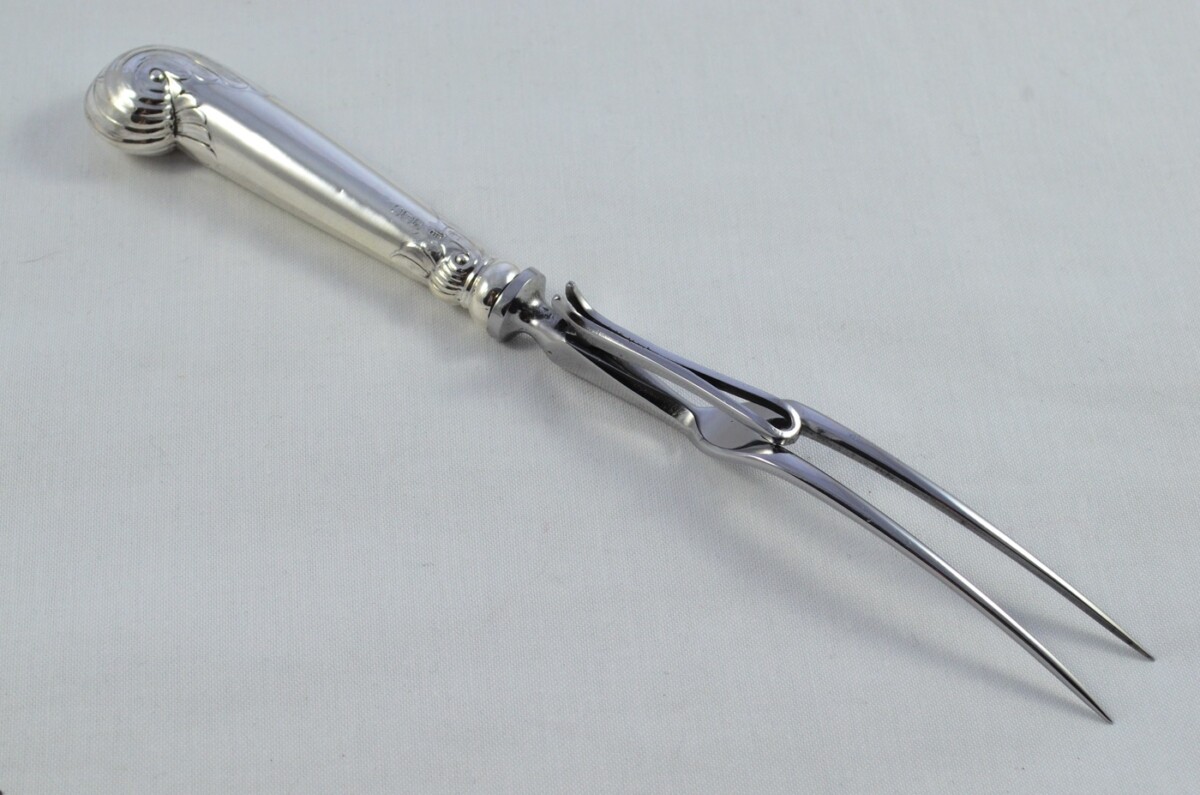Sheffield George Howson Sterling Silver Handled 3 Piece Carving Set Fancy Pistol Pattern 1908 - Image 8