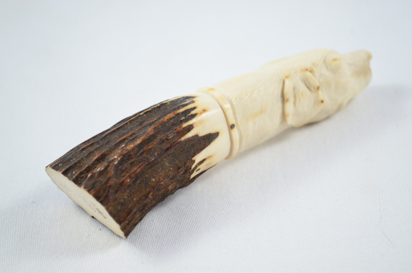 Dog Carved Walking Stick Cane Top Handle Stag Antler Horn Made Sheffield England - Image 2