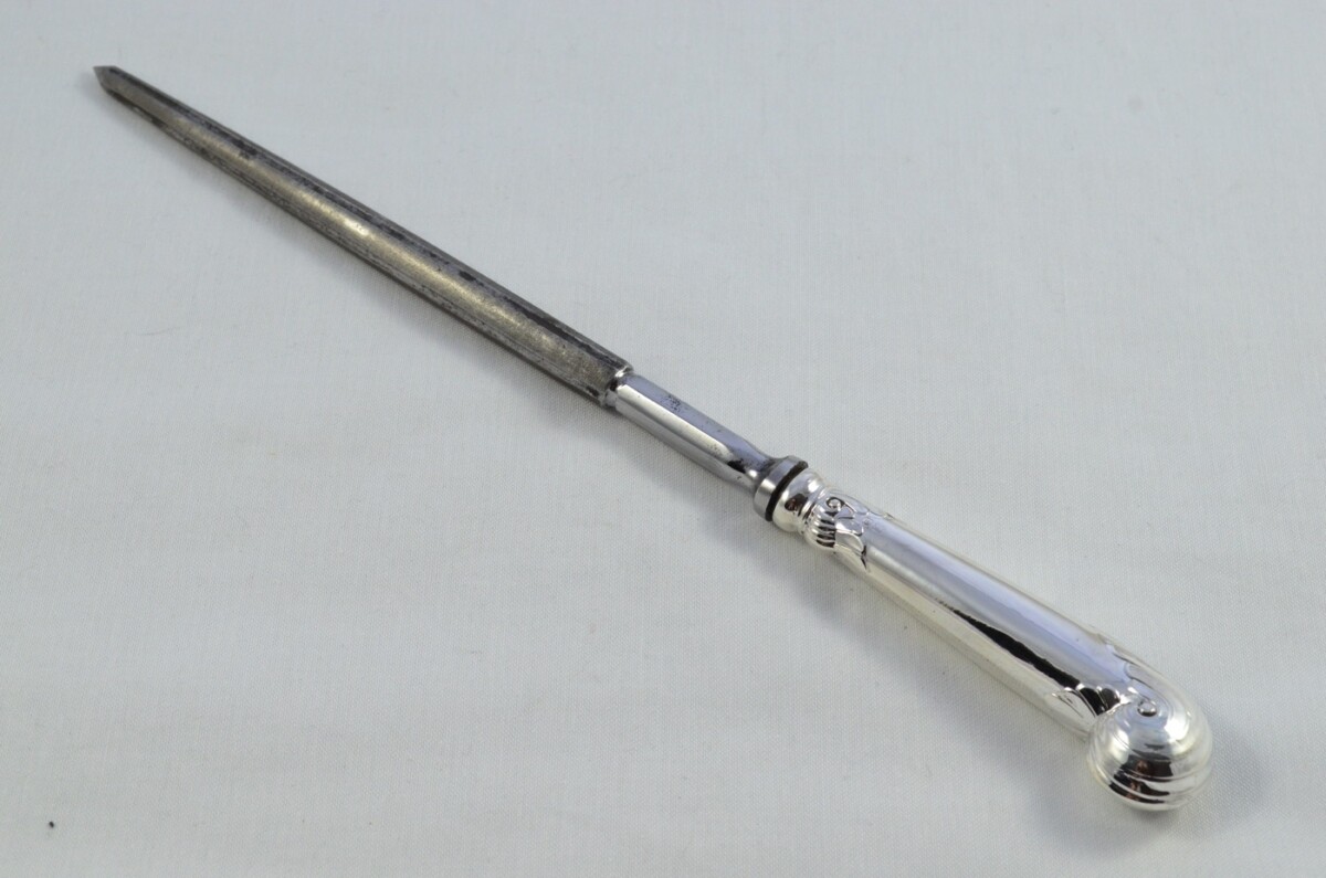 Sheffield George Howson Sterling Silver Handled 3 Piece Carving Set Fancy Pistol Pattern 1908 - Image 9