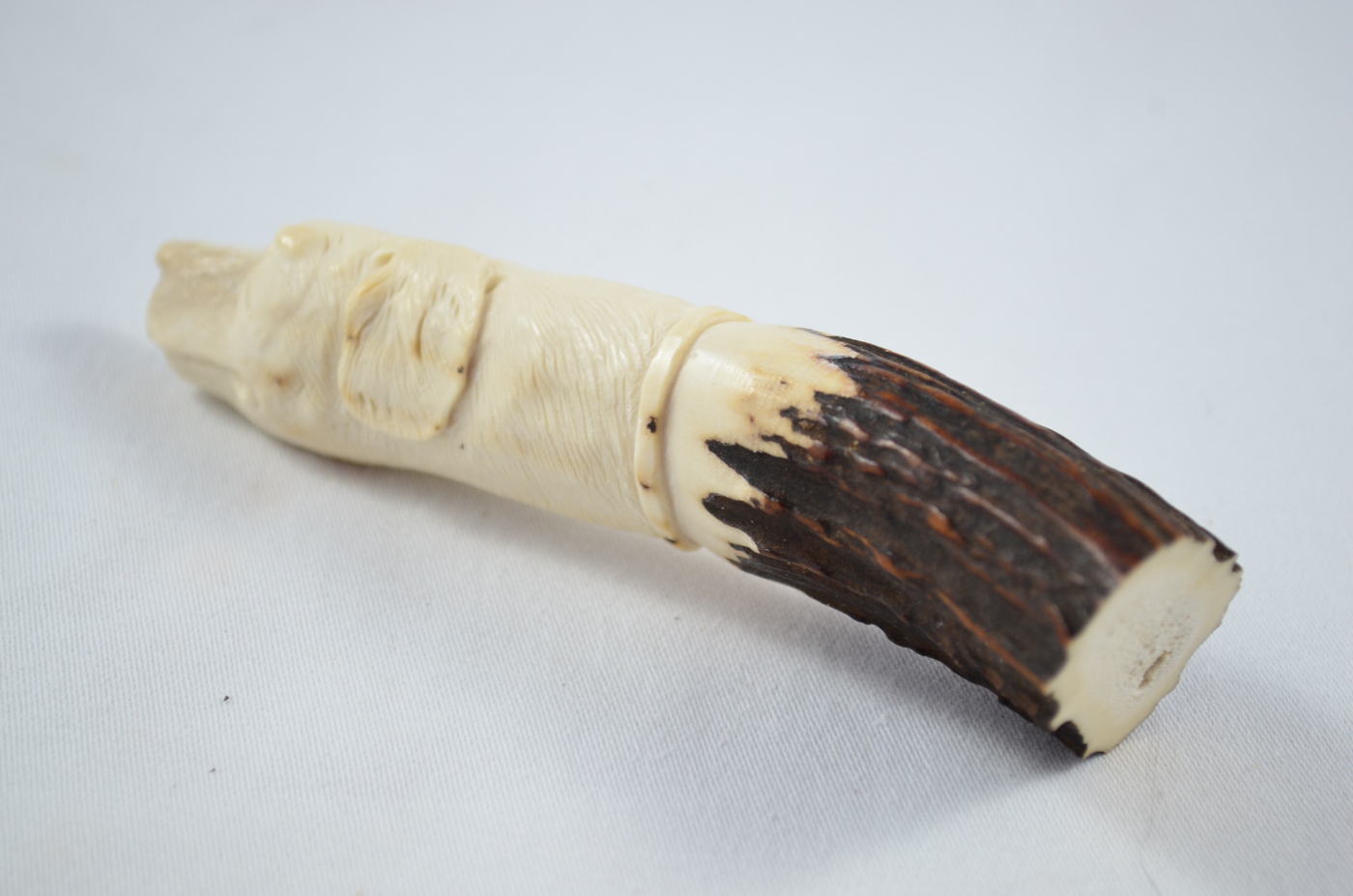 Dog Carved Walking Stick Cane Top Handle Stag Antler Horn Made Sheffield England - Image 3