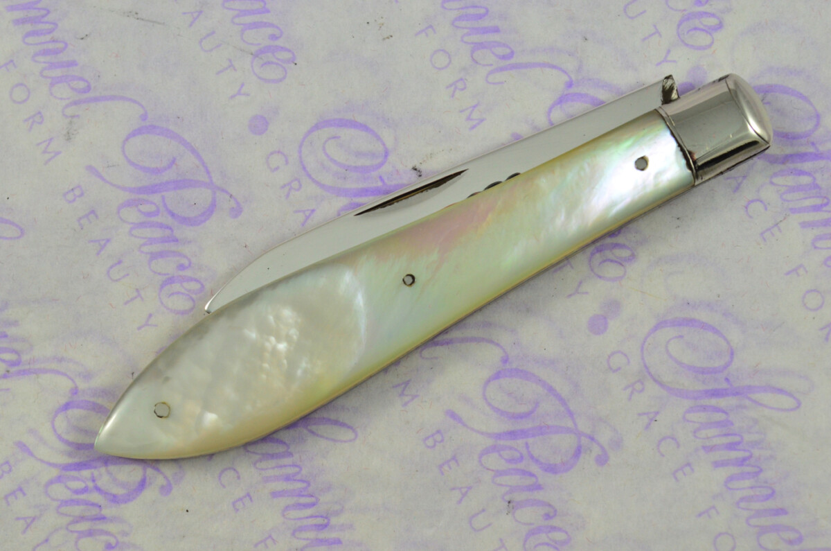 Pristine Silver Bladed Mother Of Pearl Fully Restored Birmingham Made Pen/Pocket Knife 1917 - Image 9