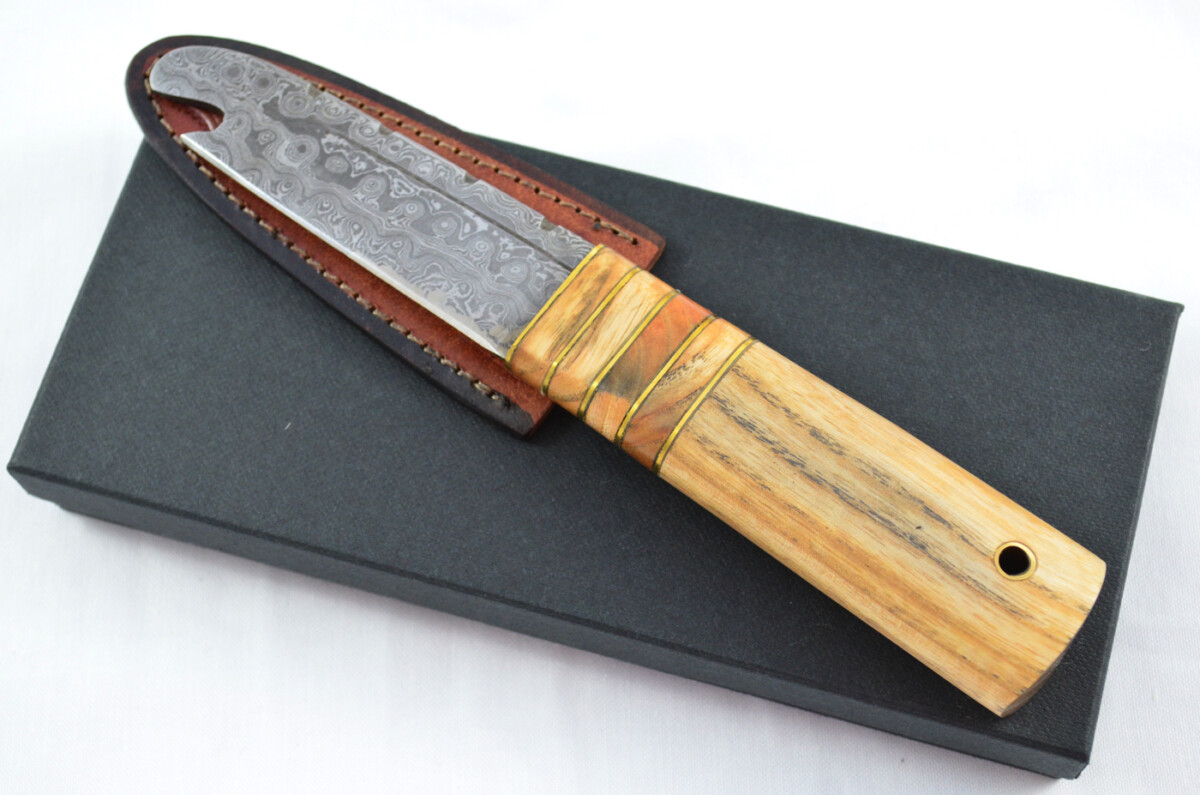 New Fantastic Genuine Laminate Handle Sgian Dubh Bottle Opener Damascus Steel Made in Sheffield England