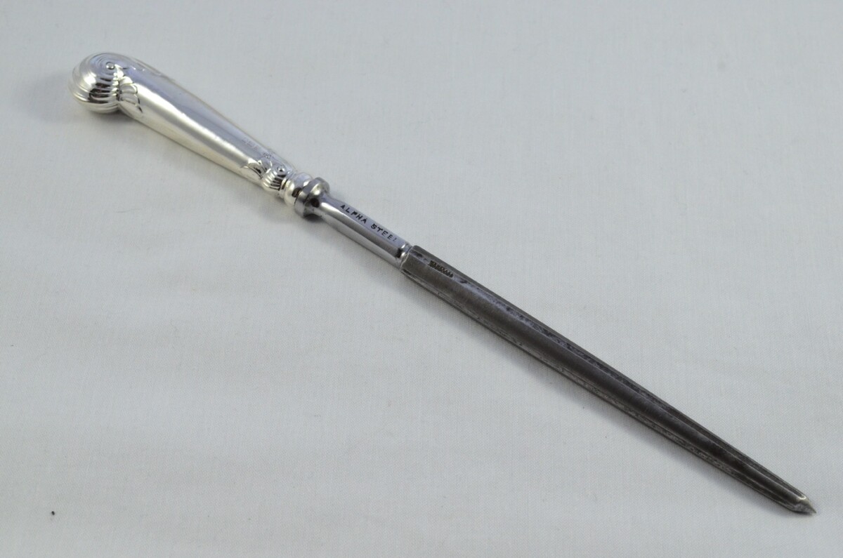 Sheffield George Howson Sterling Silver Handled 3 Piece Carving Set Fancy Pistol Pattern 1908 - Image 10
