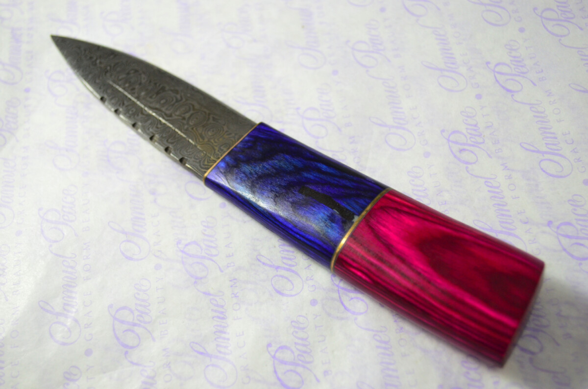 New Fantastic Coloured Pakkawood Sgian Dubh Damascus Steel Superior Sheath inc Presentation Box - Image 7