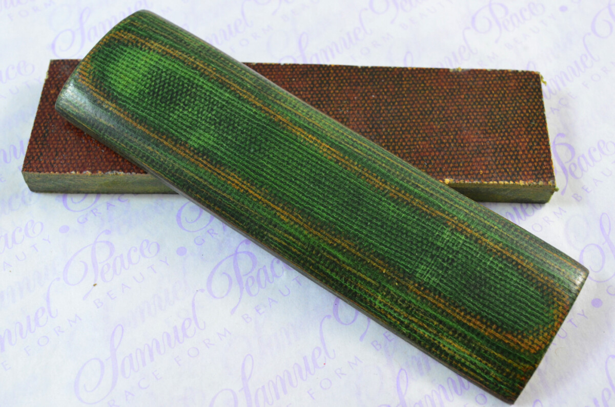 Pair of Army Green & Mustard Yellow Canvas Micarta Knife Scales Knife Making Parts Micarta Blanks