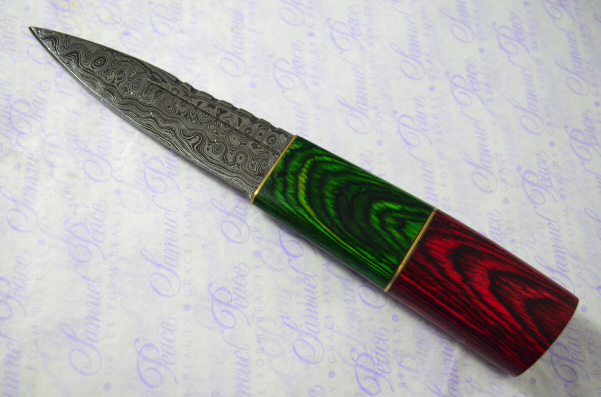 New Fantastic Coloured Pakkawood Sgian Dubh Damascus Steel Superior Sheath inc Presentation Box - Image 3